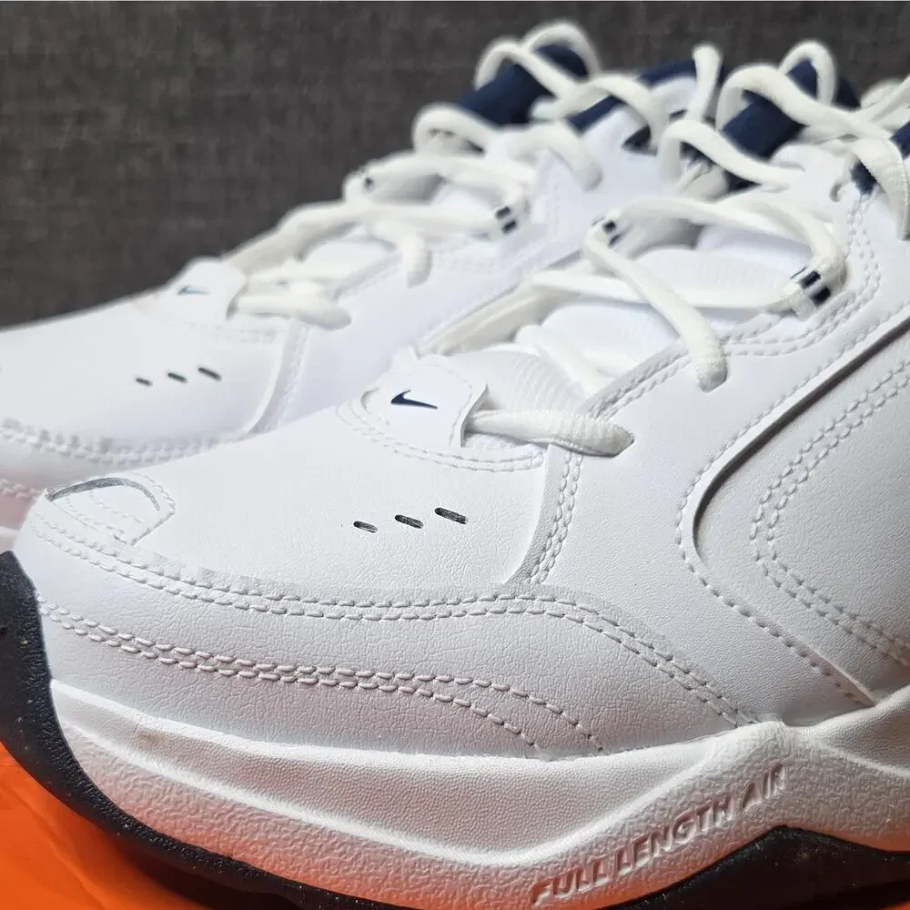Nike Air Monarch IV White/Blue/Black Mens Low Top Lace-Up Athletic Sneaker 11.5M